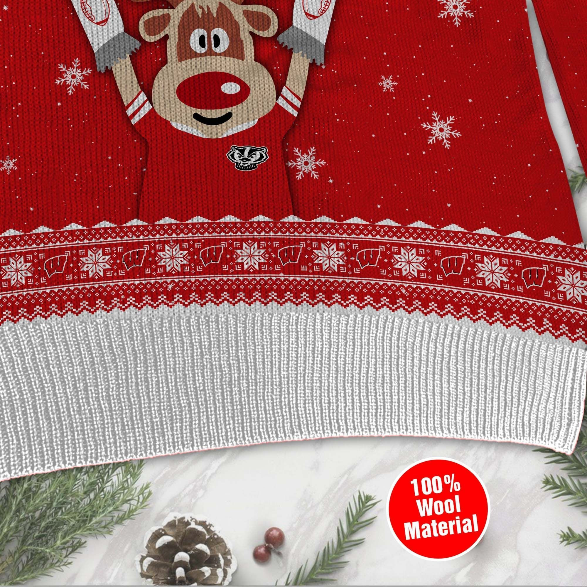 Wisconsin Badgers Funny Ugly Christmas Sweater Adult 3D Funny Matching for family - Image 4