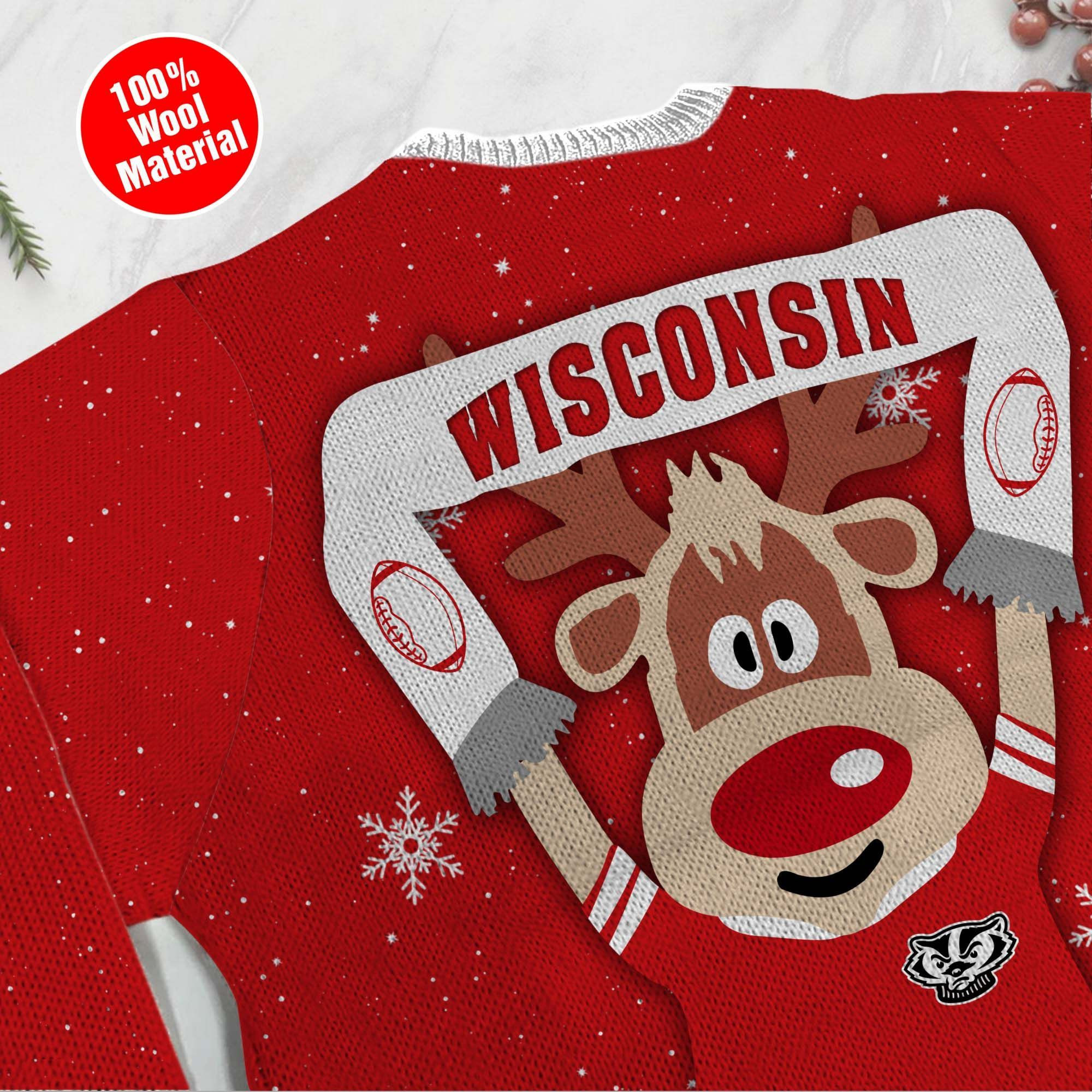 Wisconsin Badgers Funny Ugly Christmas Sweater Adult 3D Funny Matching for family - Image 5