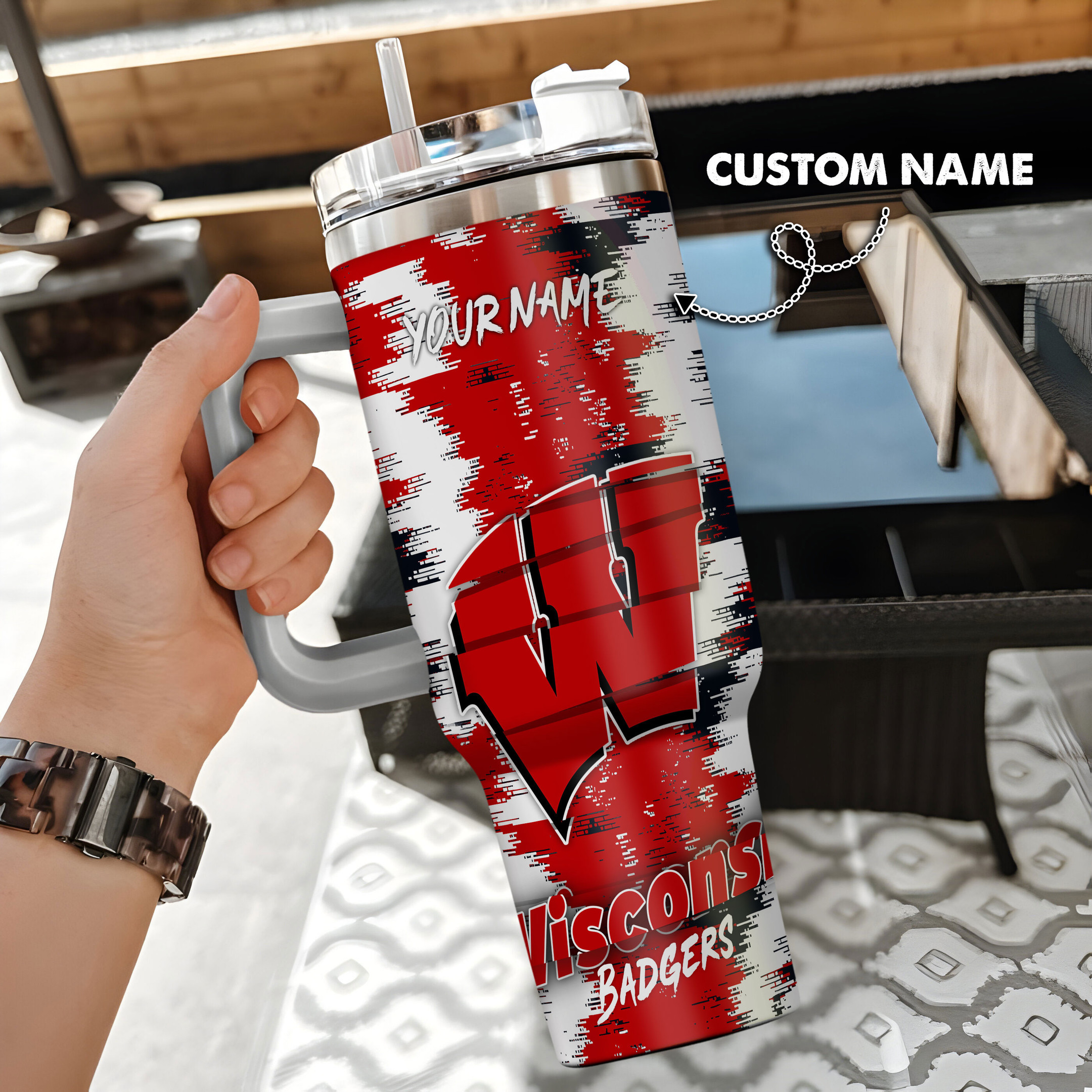 Wisconsin Badgers NCAA Custom Stanley Cup 40 oz 30 oz Tumbler With HandleTVC230109