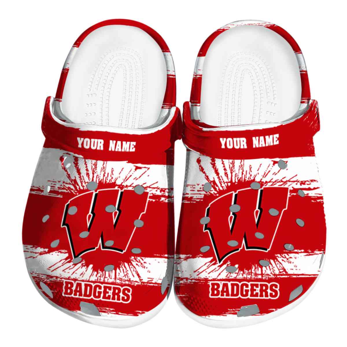 Wisconsin Badgers NCAA Sport Crocs Crocband Clogs Shoes Comfortable For Men Women and Kids