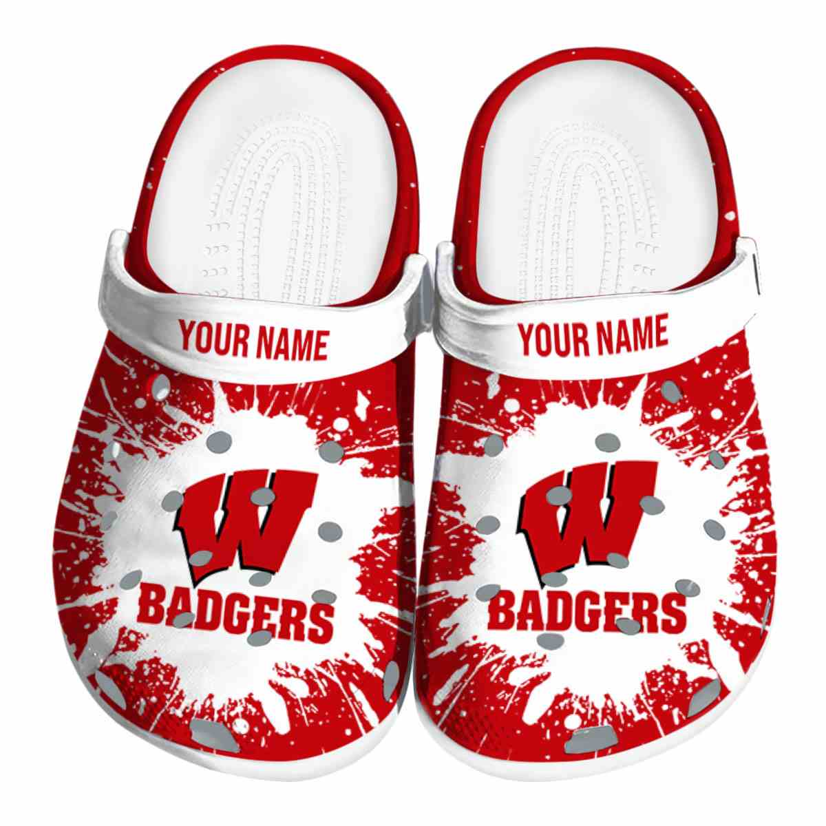 Wisconsin Badgers NCAA Sport Crocs Crocband Clogs Shoes Comfortable For Men Women and Kids