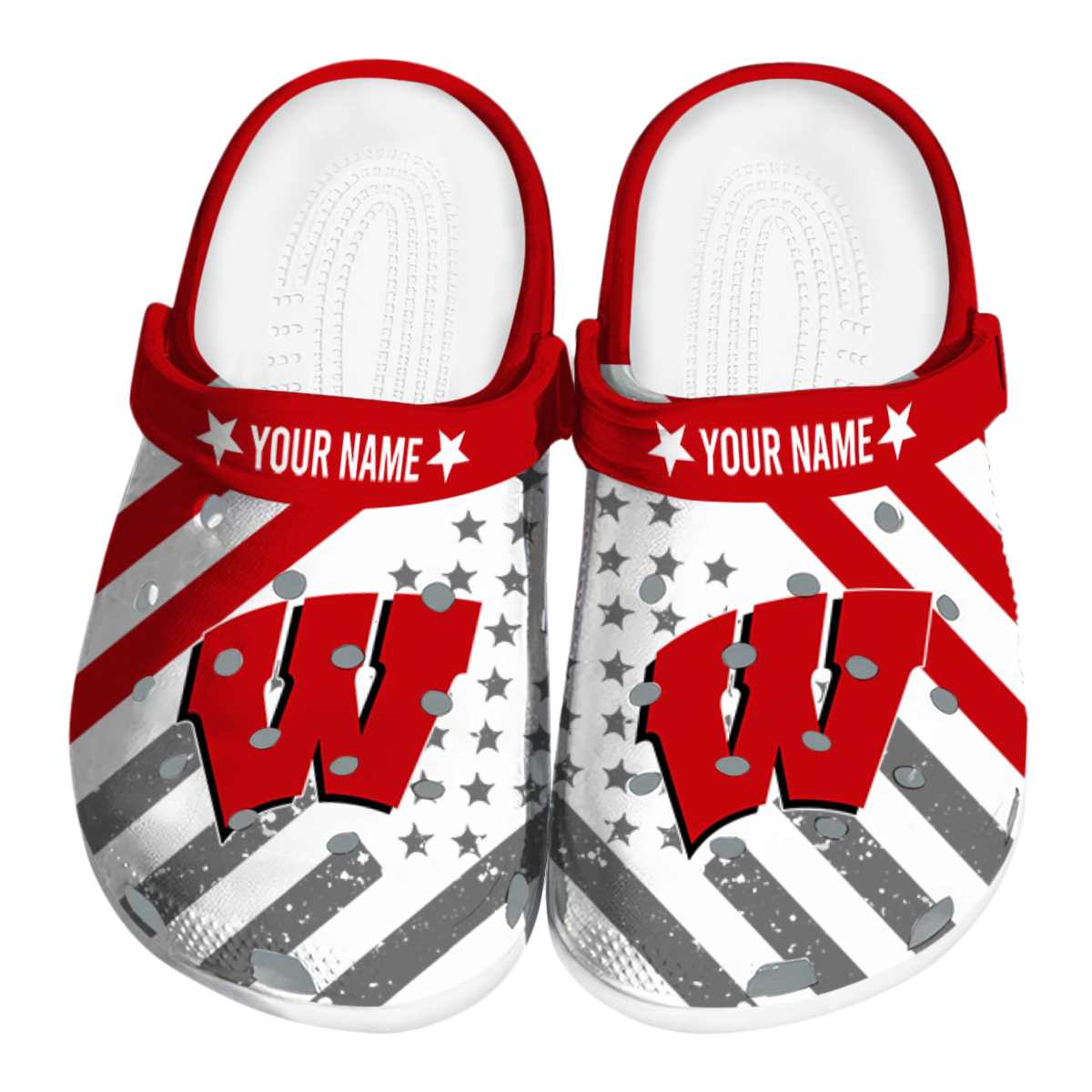 Wisconsin Badgers NCAA Sport Crocs Crocband Clogs Shoes Comfortable For Men Women and Kids