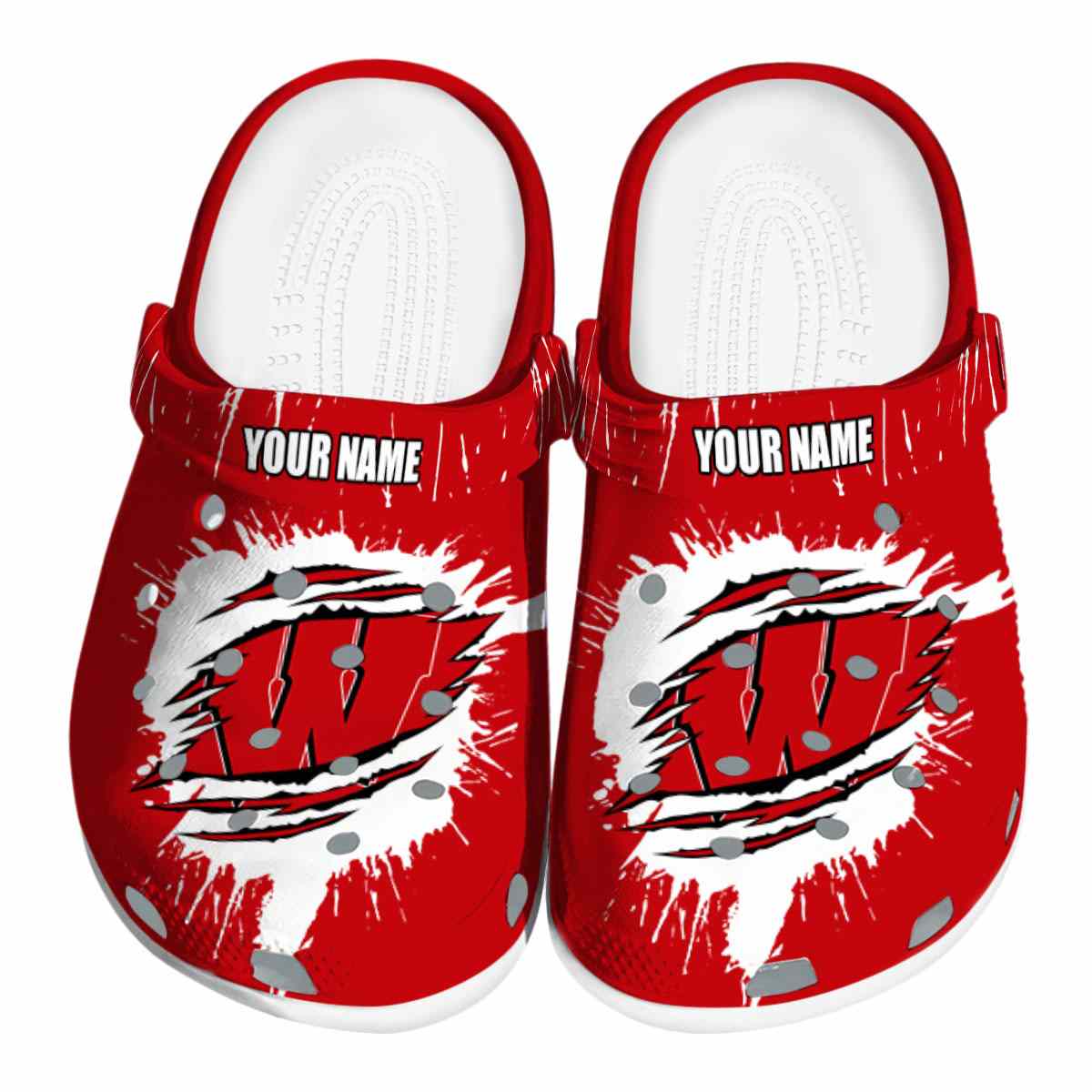 Wisconsin Badgers NCAA Sport Crocs Crocband Clogs Shoes Comfortable For Men Women and Kids