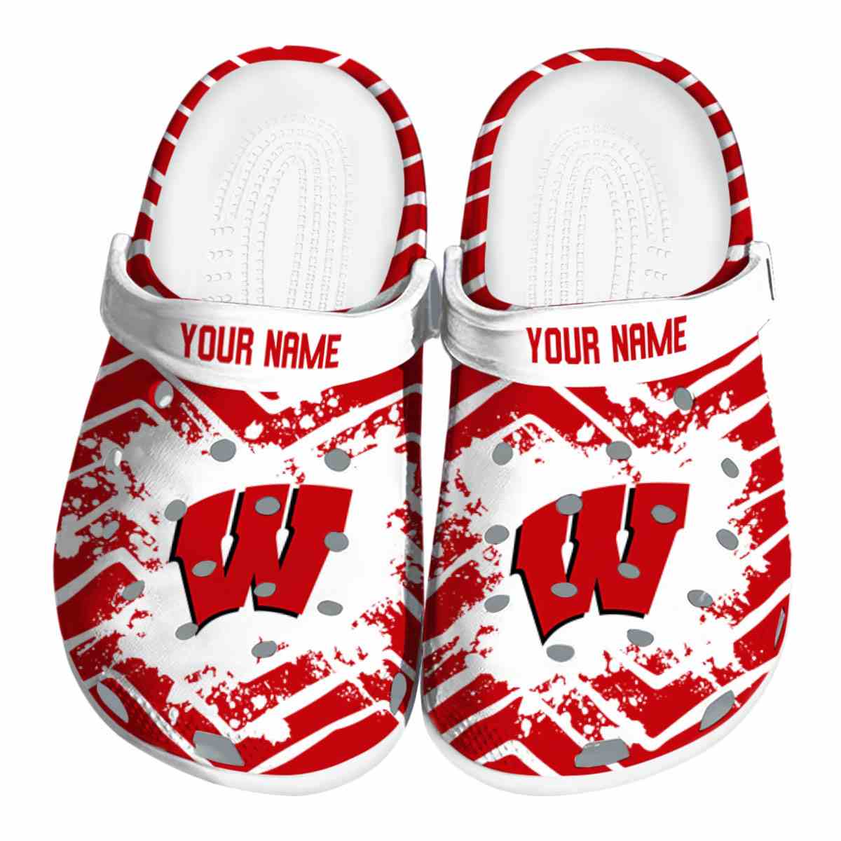 Wisconsin Badgers NCAA Sport Crocs Crocband Clogs Shoes Comfortable For Men Women and Kids