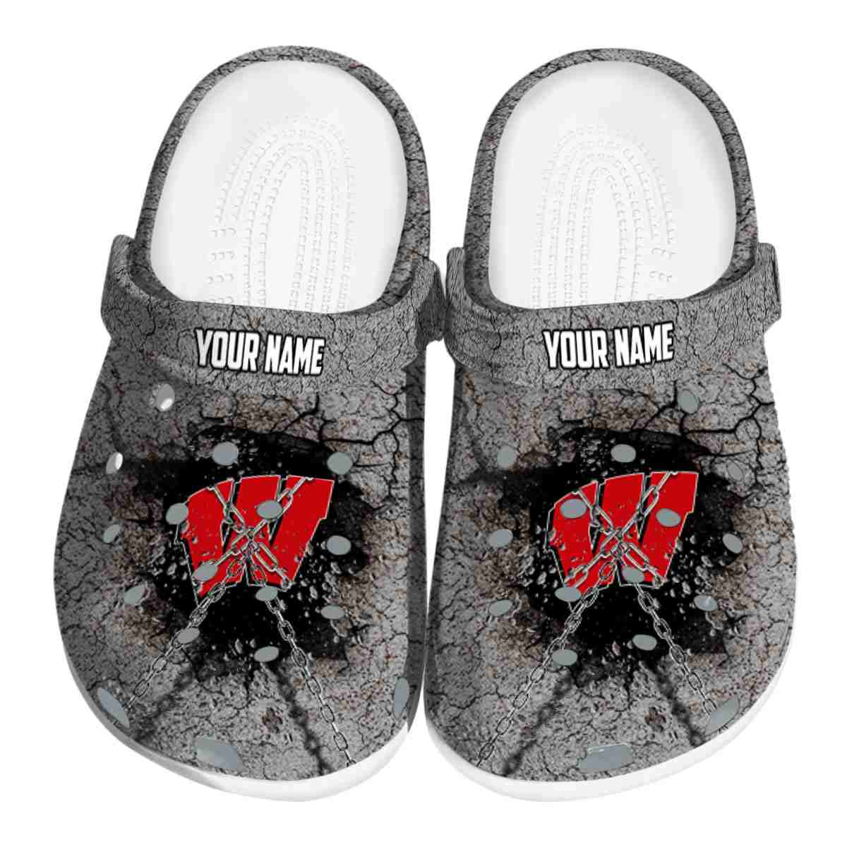 Wisconsin Badgers NCAA Sport Crocs Crocband Clogs Shoes Comfortable For Men Women and Kids