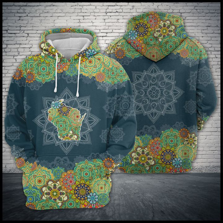 Wisconsin Floral Mandal 3D All Over Print Hoodie, Zip Hoodie