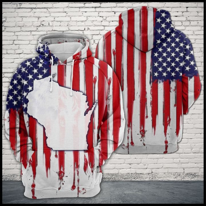 Wisconsin Usa Flag 3D All Over Print Hoodie, Zip Hoodie