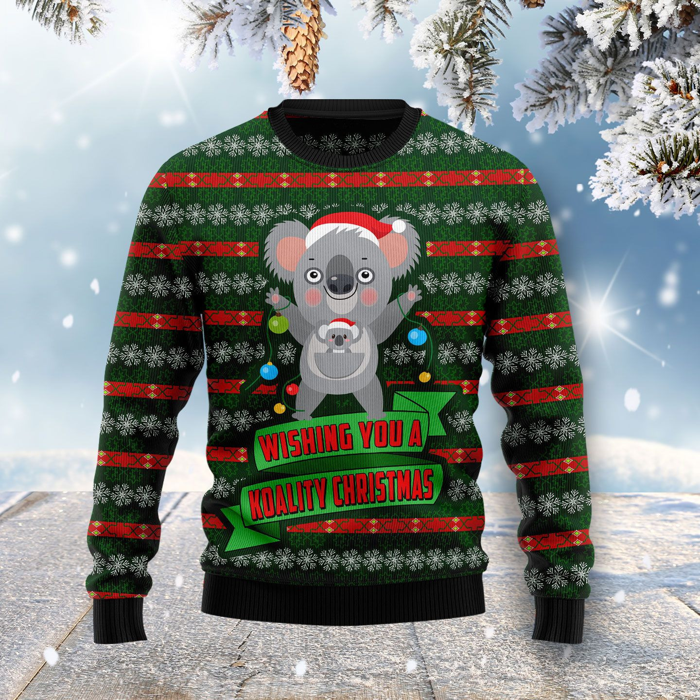 Wishing You A Koality Ugly Christmas Sweater Adult 3D Funny Matching for family