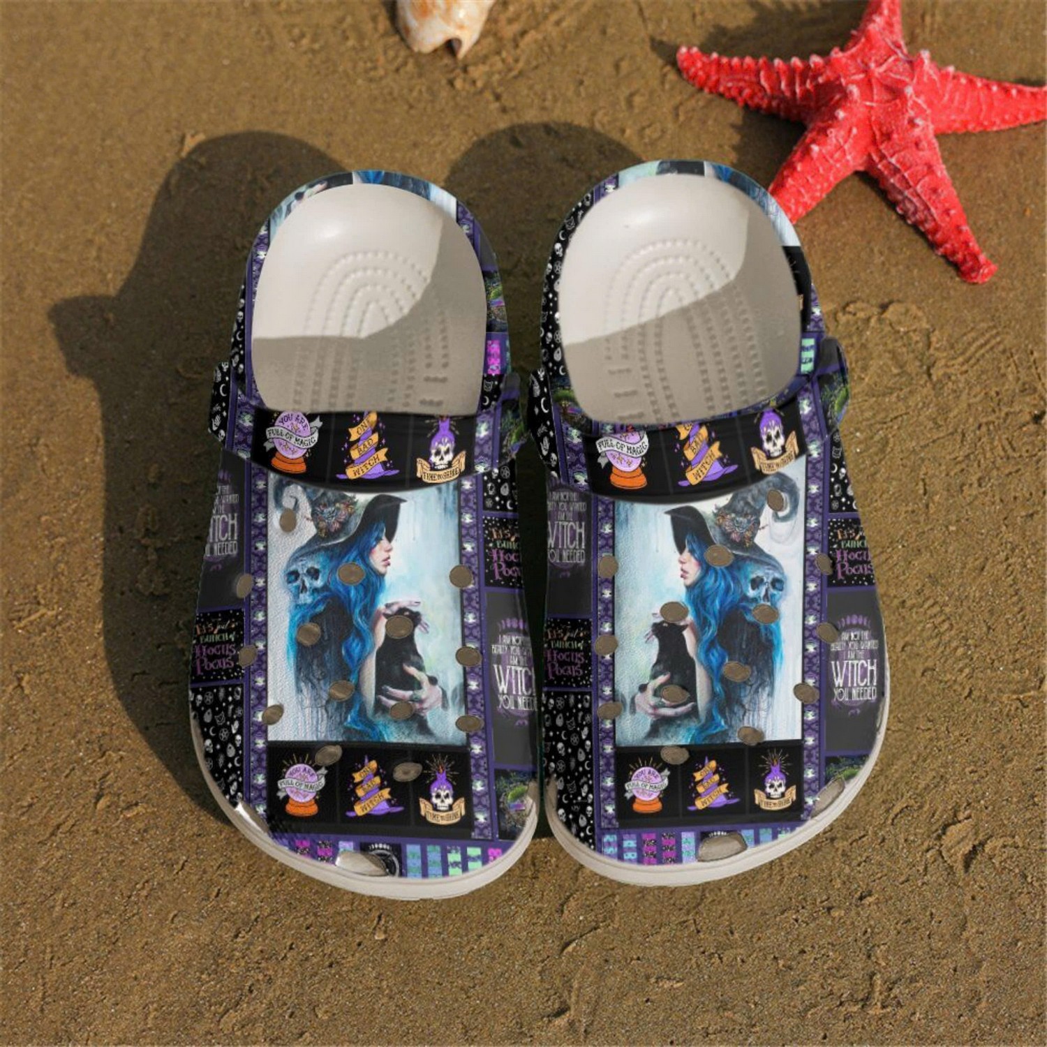 Witch And Skull Incorporating Horror Halloween Night Crocs Crocband Clogs Shoes Comfortable For Men Women and Kids