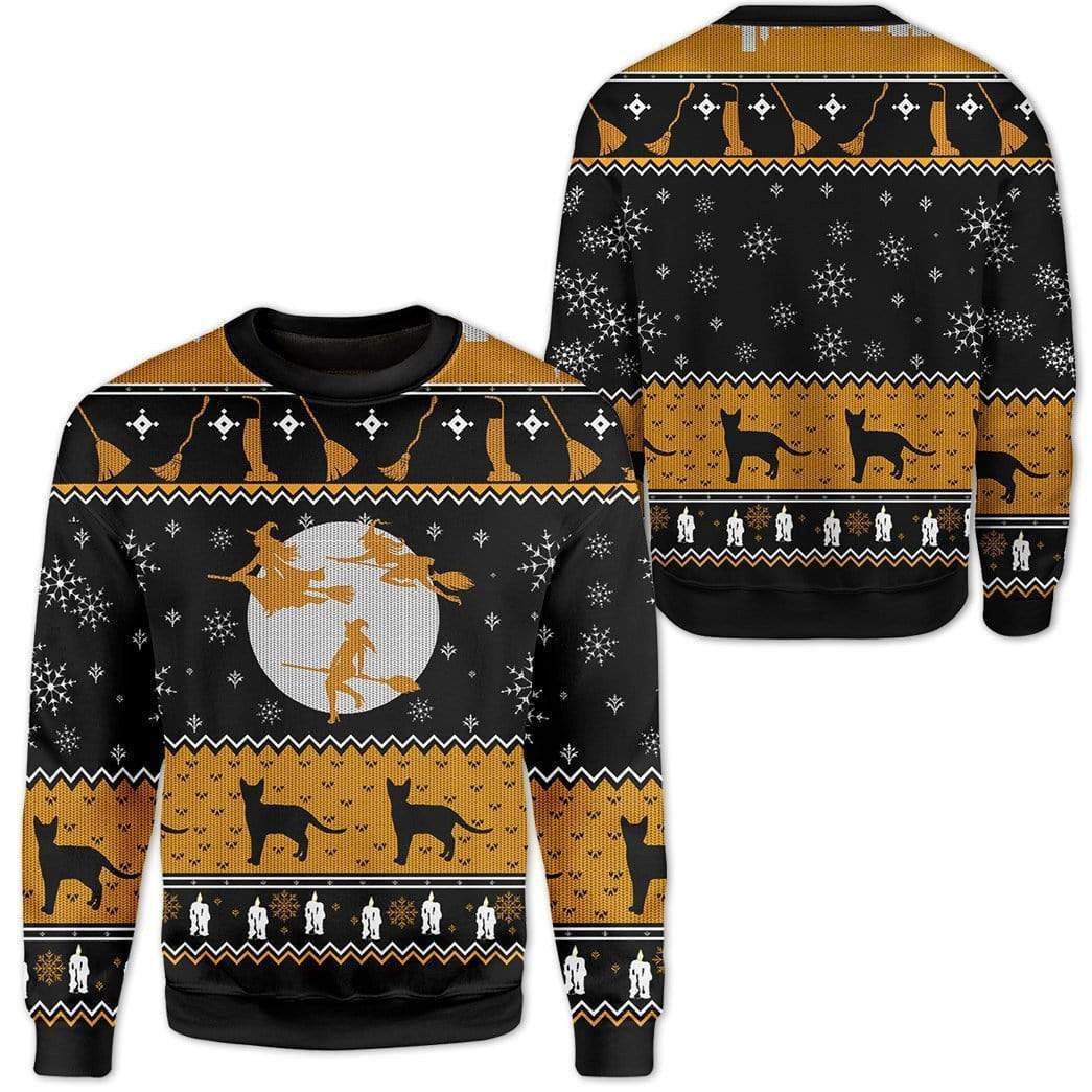 Witch Halloween Ugly Christmas Sweater Adult 3D Funny Matching for family