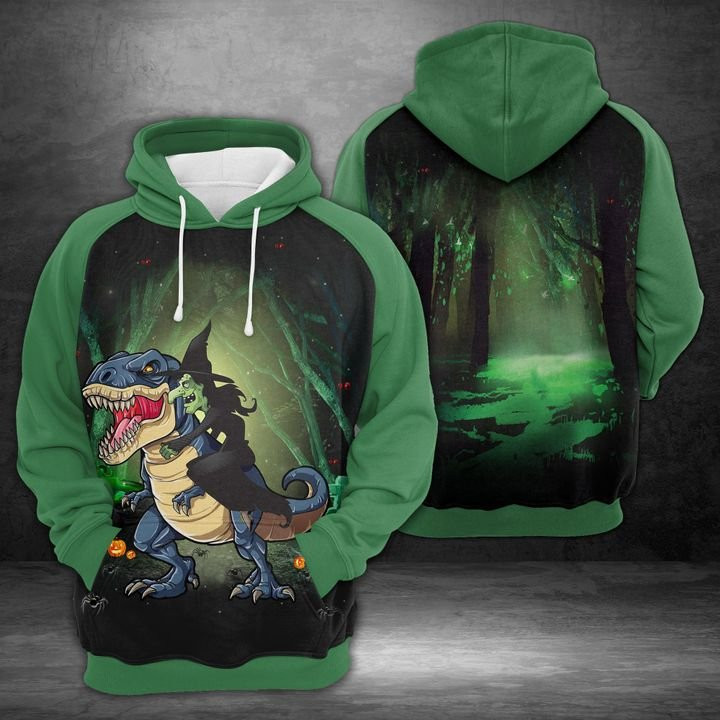 Witch Ride T-rex 3D All Over Print Hoodie, Zip Hoodie
