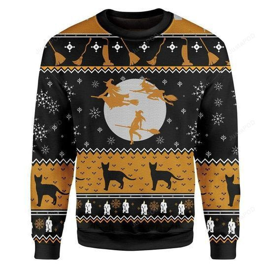 Witch Ugly Christmas Sweater Adult 3D Funny Matching for family