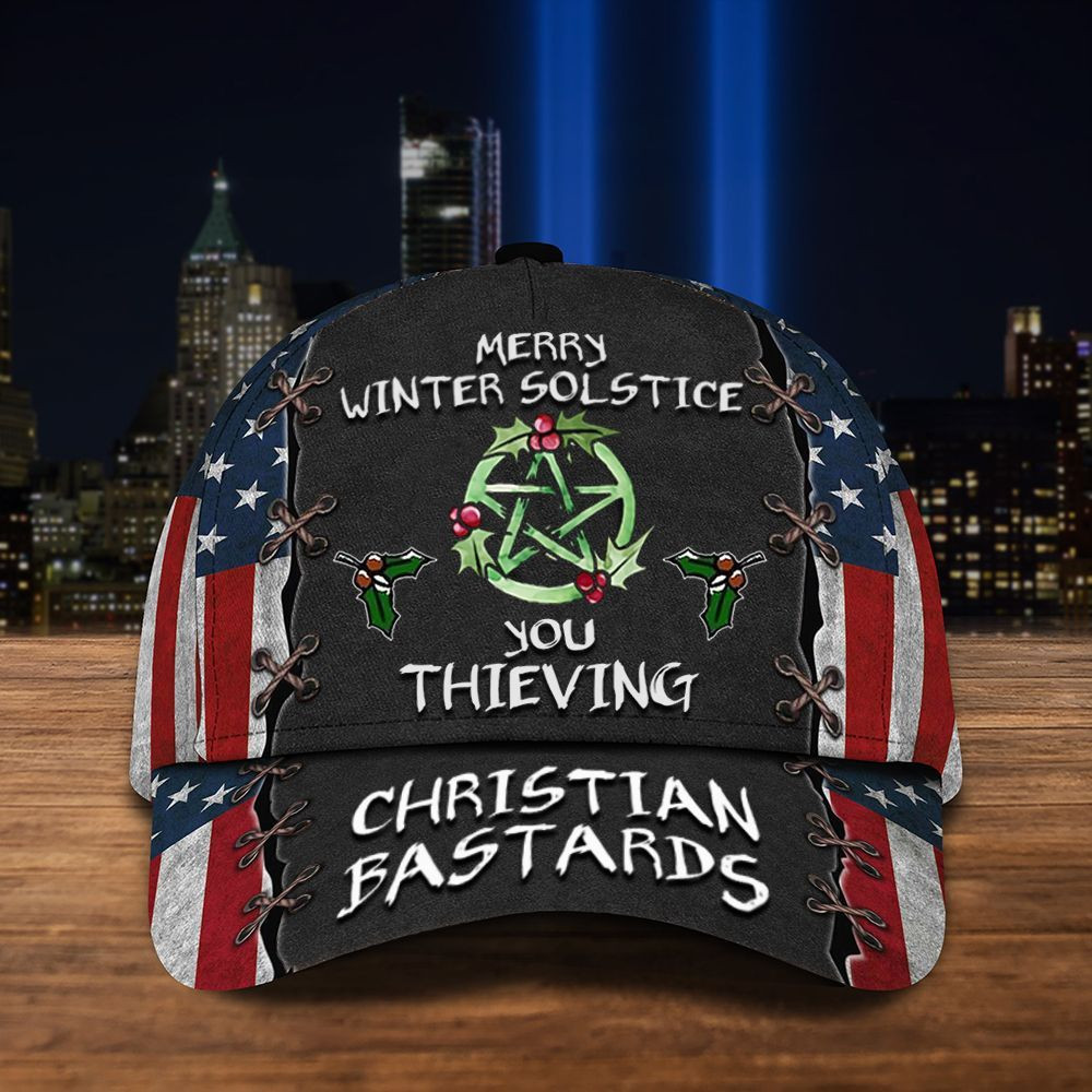 Witchcraft Logo Hat Merry Winter Solstice You Thieving Christian Bastards Cap American Flag Trucker Hats Custom Hats Gifts For Men & Women