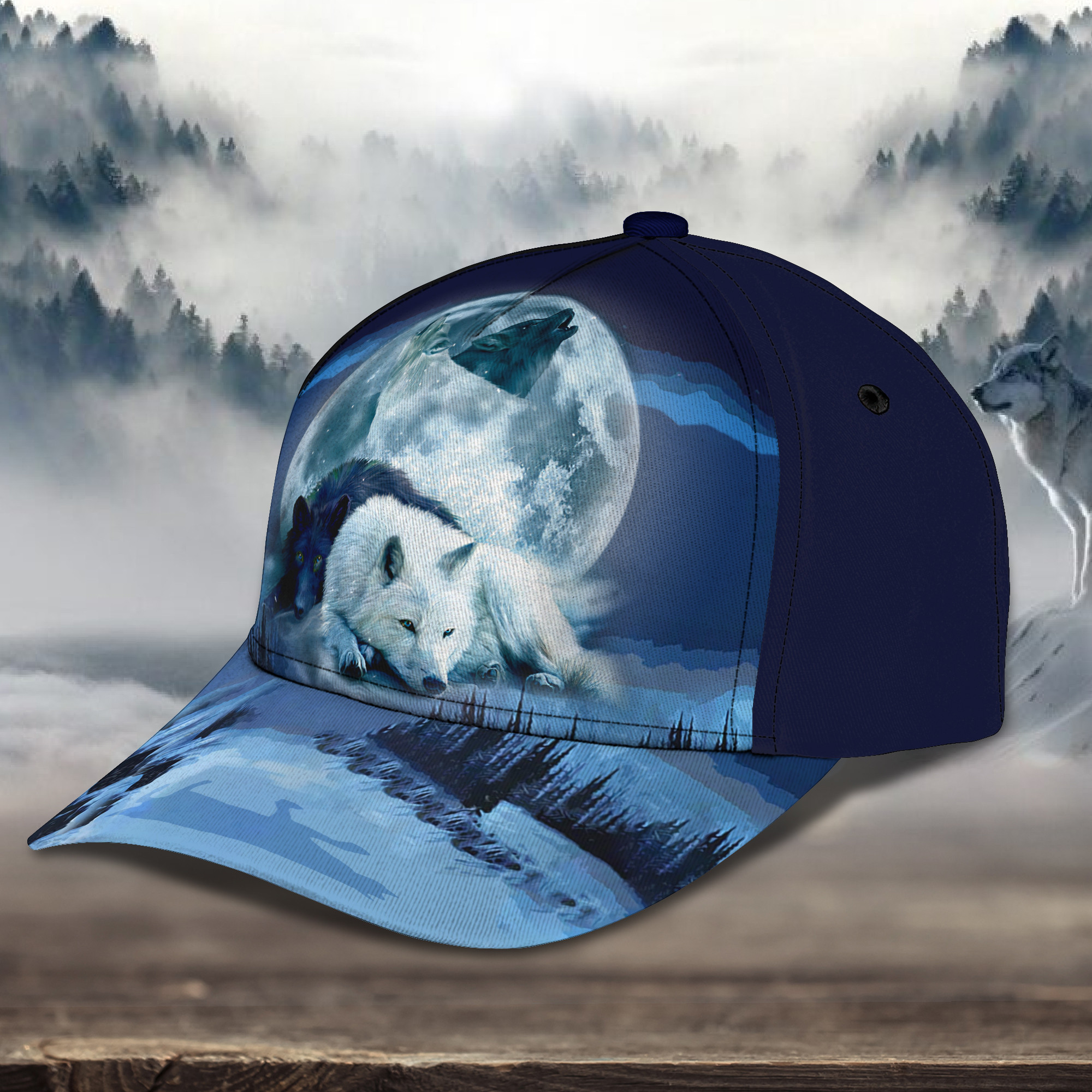 Wolf And Moon Night 3D Classic Cap Trucker Hats Custom Hats Gifts For Men & Women