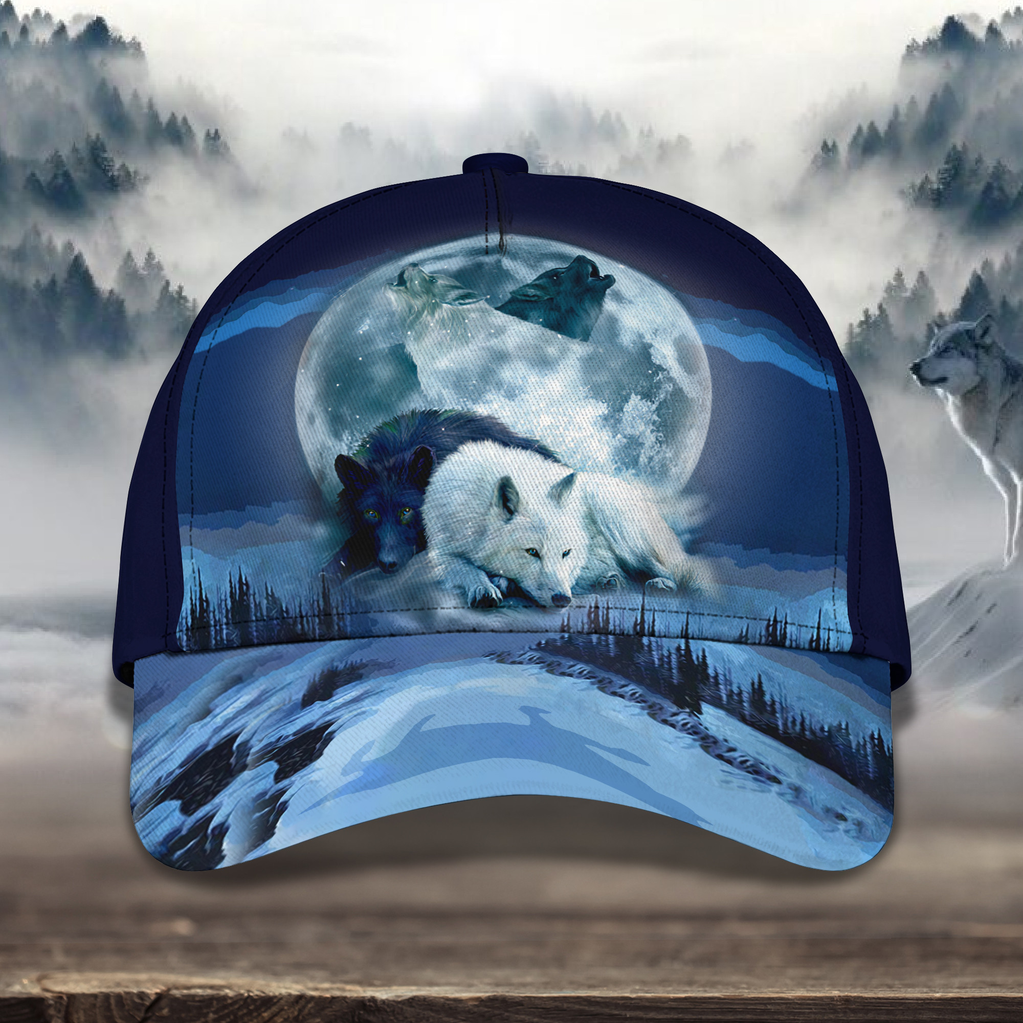 Wolf And Moon Night 3D Classic Cap Trucker Hats Custom Hats Gifts For Men & Women