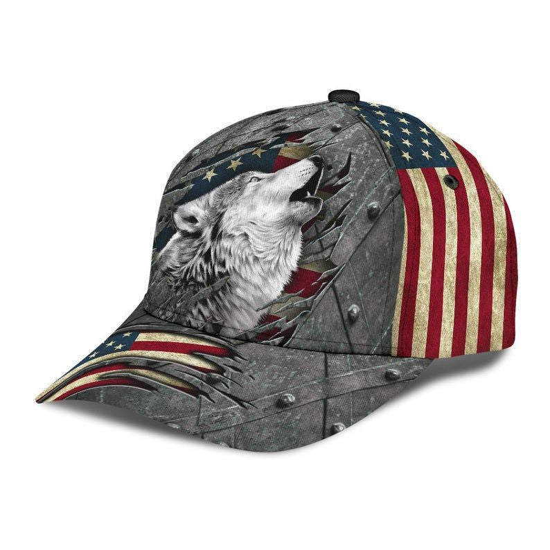 Wolf Crack Hat Classic Cap 3D Cap Gift America Cap Gift for Him Gift For Dad Trucker Hats Custom Hats Gifts For Men & Women