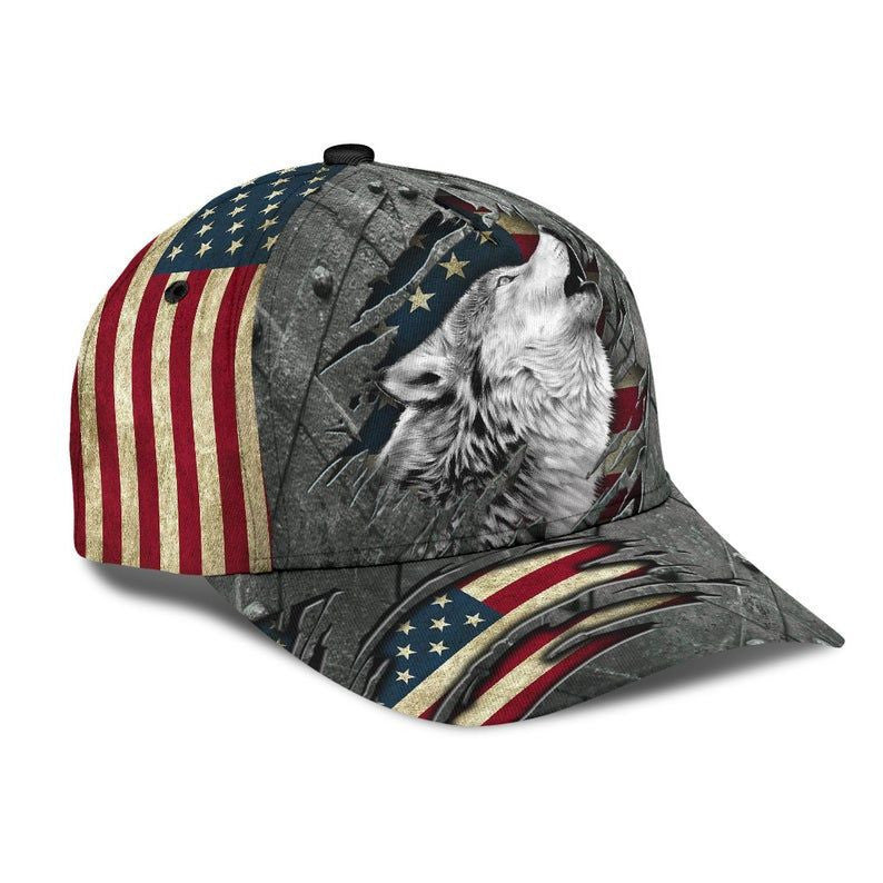 Wolf Crack Hat Classic Cap 3D Cap Gift America Cap Gift for Him Gift For Dad Trucker Hats Custom Hats Gifts For Men & Women