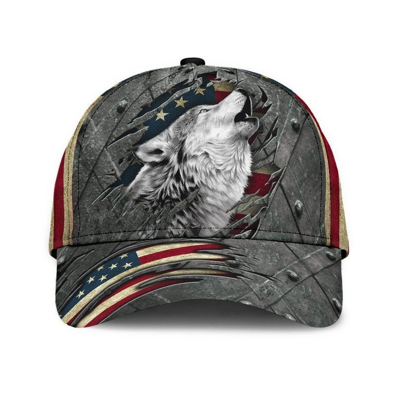 Wolf Crack Hat Classic Cap 3D Cap Gift America Cap Gift for Him Gift For Dad Trucker Hats Custom Hats Gifts For Men & Women
