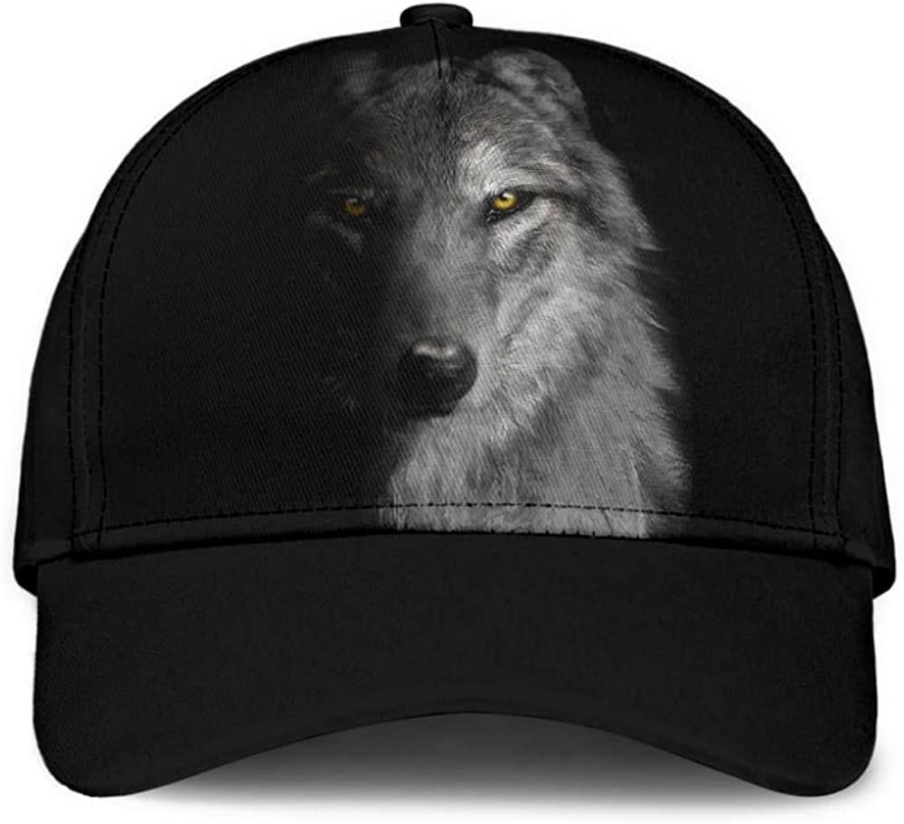 Wolf Face Black Attractive Style Beautiful 3D Cap Trucker Hats Custom Hats Gifts For Men & Women