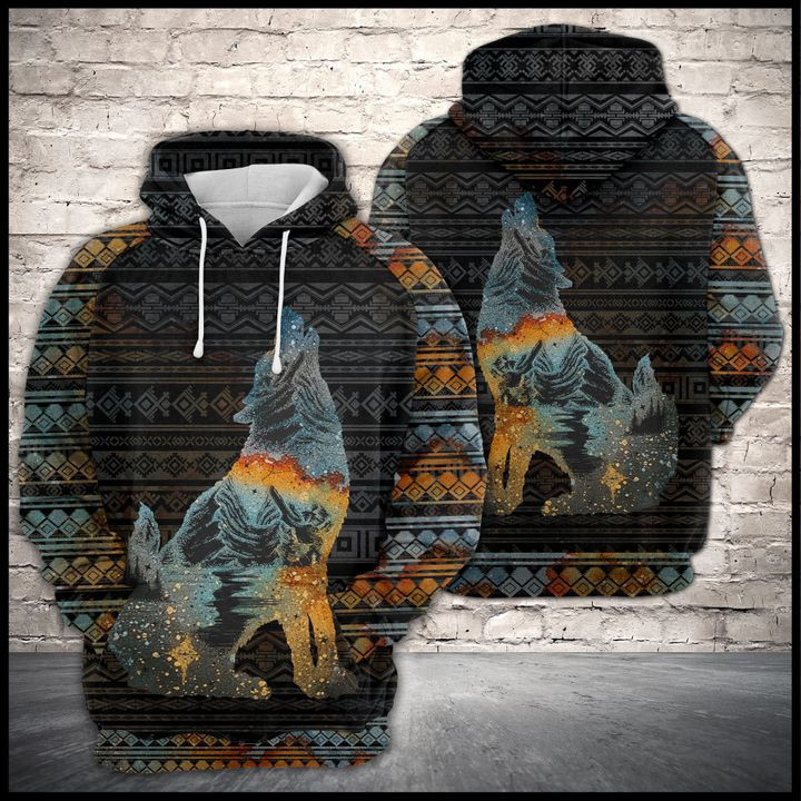 Wolf Galaxy Native Pattern 3D All Over Print Hoodie, Zip Hoodie