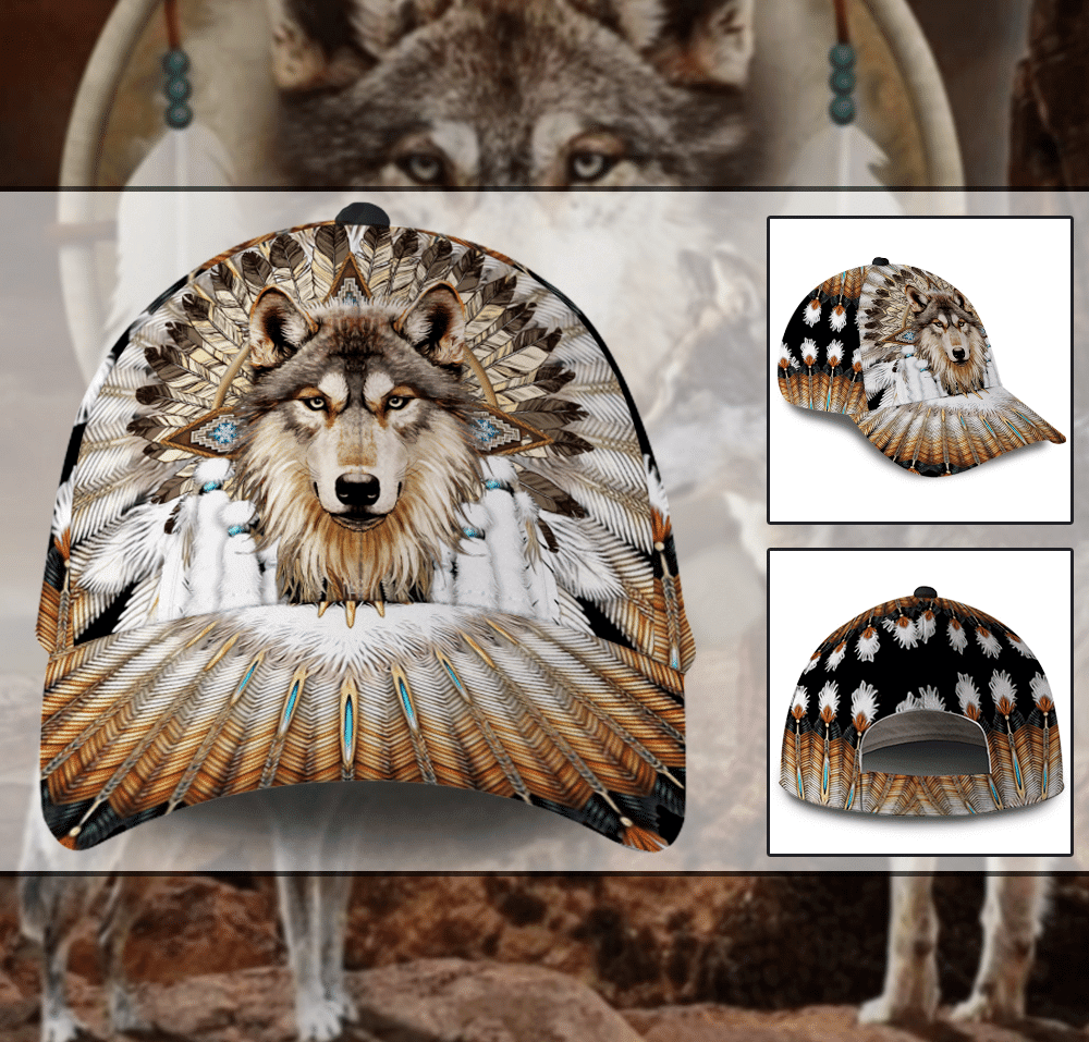 Wolf Native American Hat Classic Cap Trucker Hats Custom Hats Gifts For Men & Women