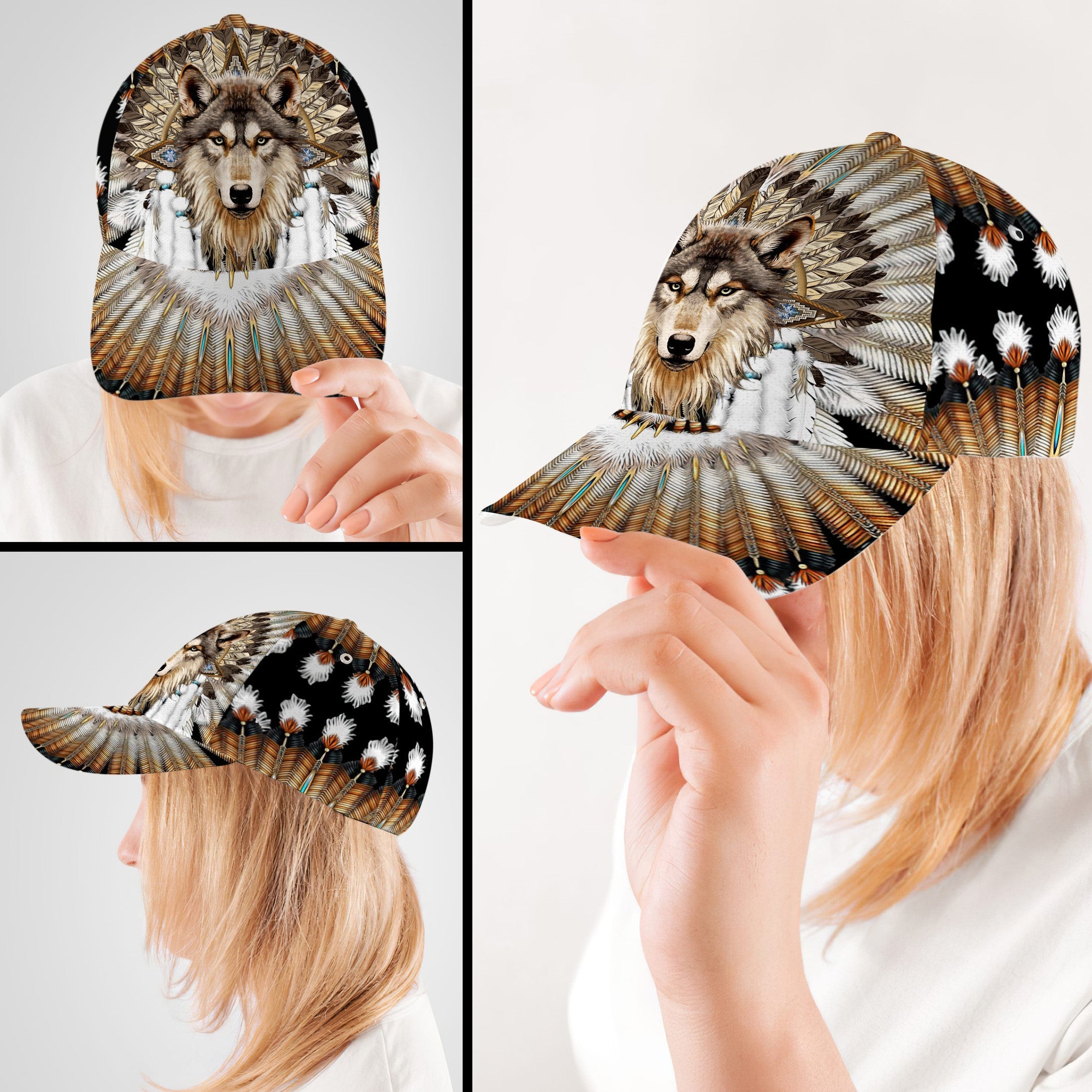 Wolf Native American Hat Classic Cap Trucker Hats Custom Hats Gifts For Men & Women