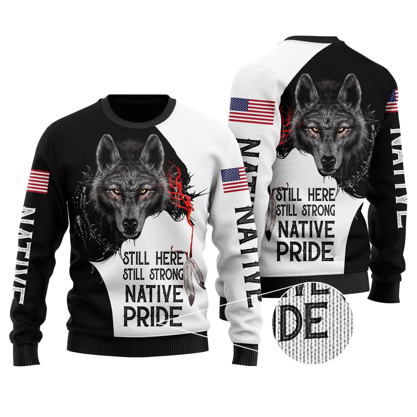 Wolf - Native Pride Ugly Christmas Sweater Adult 3D Funny Matching for family