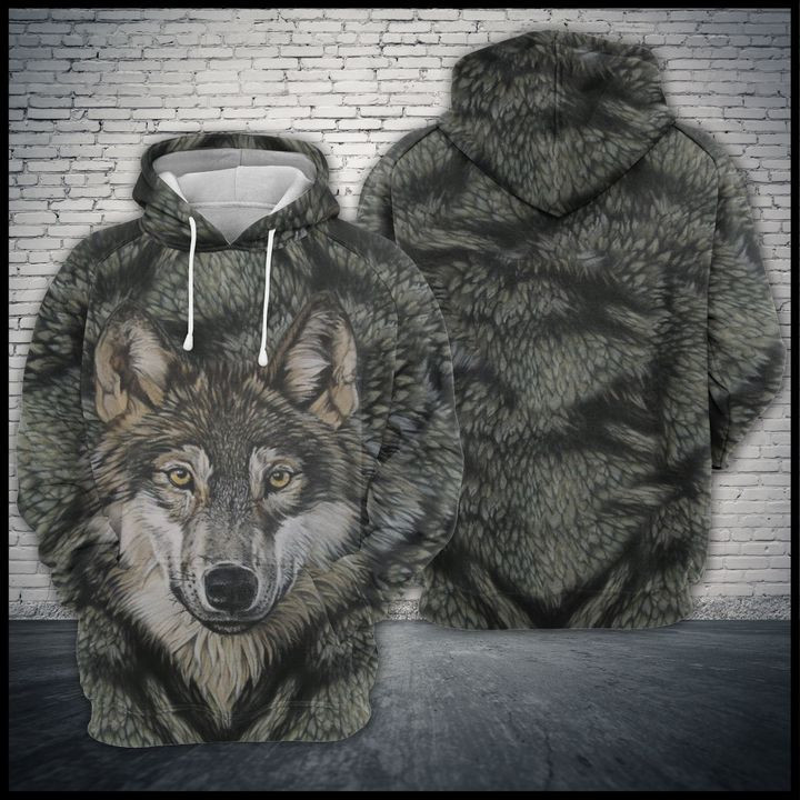 Wolf On Fuax Fur 3D All Over Print Hoodie, Zip Hoodie