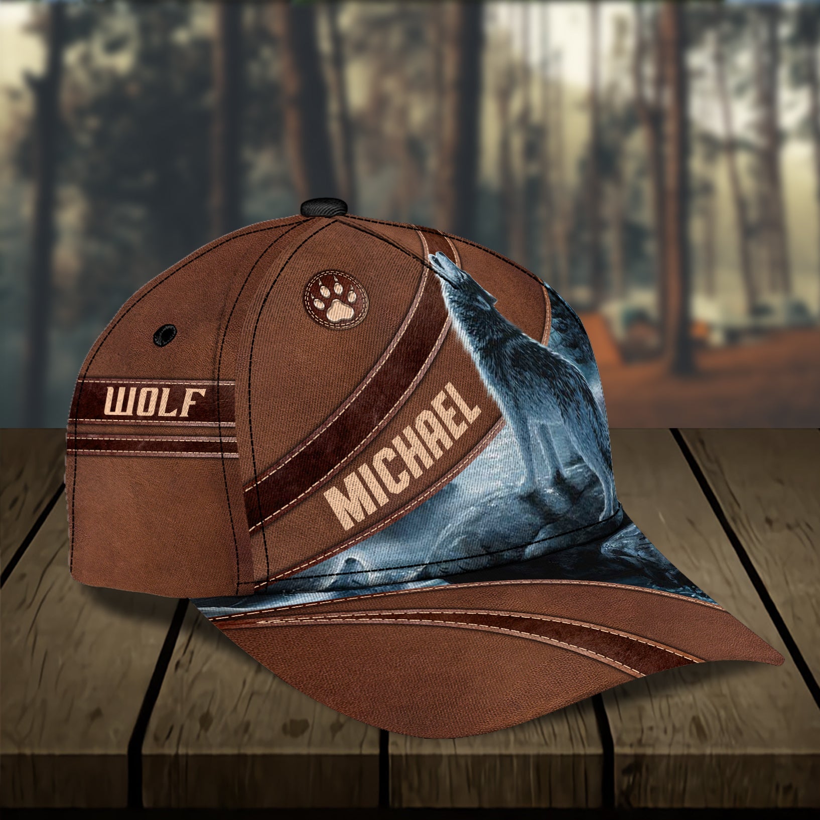 Wolf Personalized Classic Cap, Personalized Gift for Wolf Lovers Trucker Hats Custom Hats Gifts For Men & Women