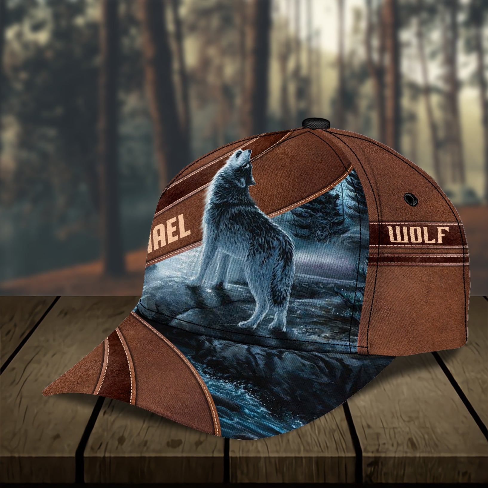 Wolf Personalized Classic Cap, Personalized Gift for Wolf Lovers Trucker Hats Custom Hats Gifts For Men & Women