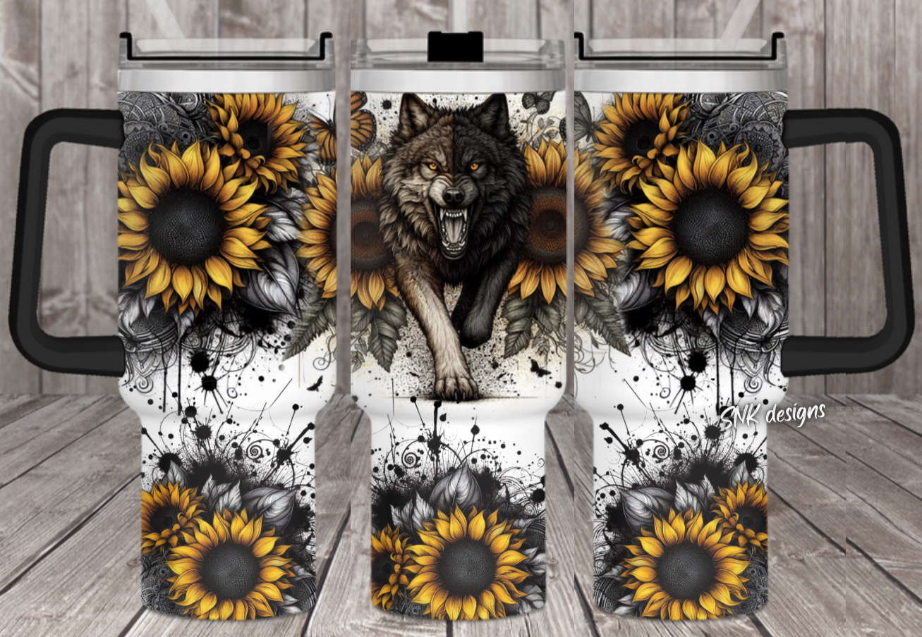 Wolf Sunflower Custom Stanley Cup 40 oz 30 oz Tumbler With HandleTVC2301706