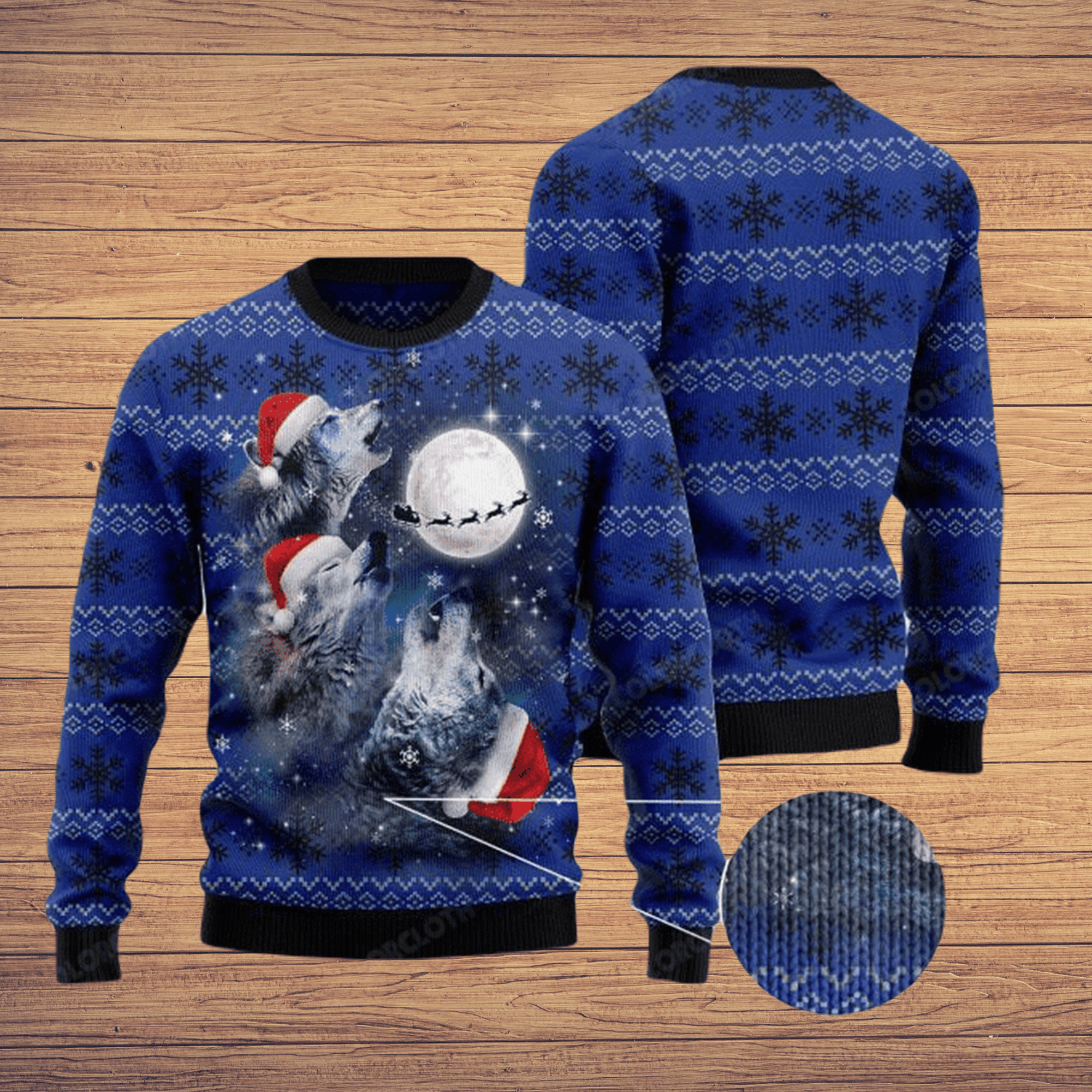 Wolf Under The Moon Ugly Christmas Sweater Adult 3D Funny Matching for family