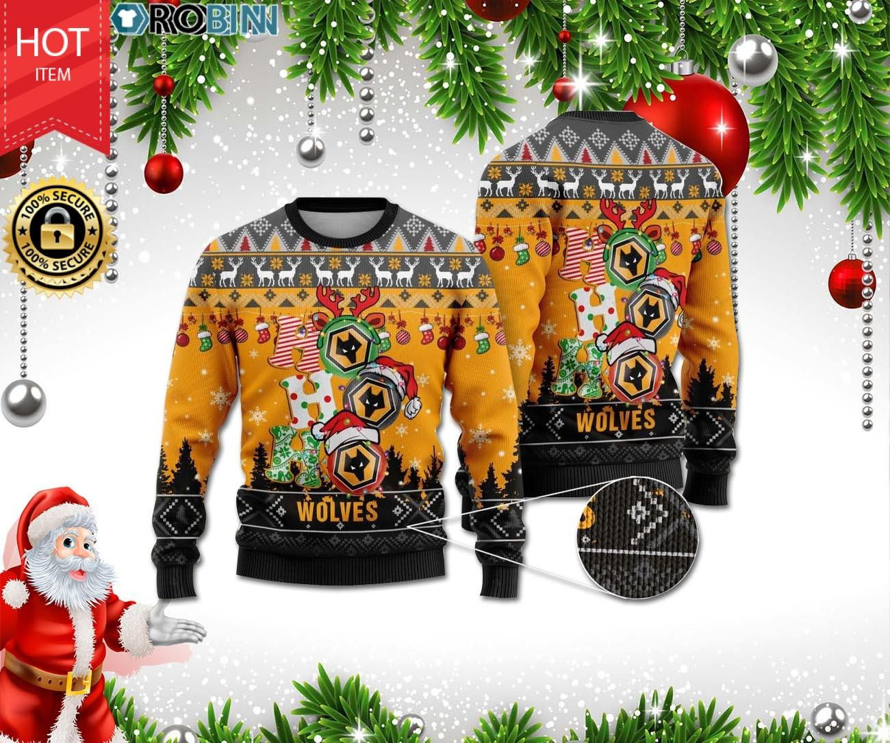 Wolves Ho Ho Ho Ugly Christmas Sweater Adult 3D Funny Matching for family