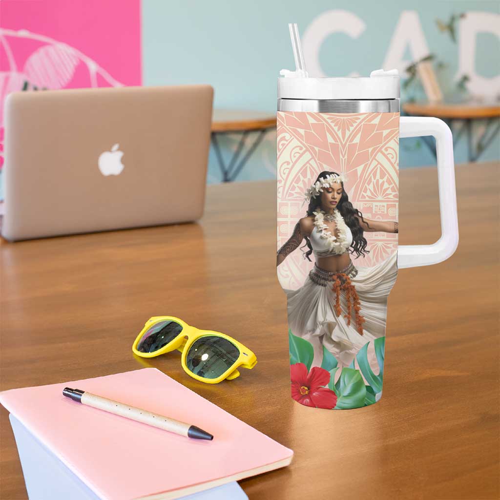 Woman Polynesian Tattoos Tropical Flower Peach Fuzz Color Custom Stanley Cup 40 oz 30 oz Tumbler With HandleTVC2301385 - Image 5