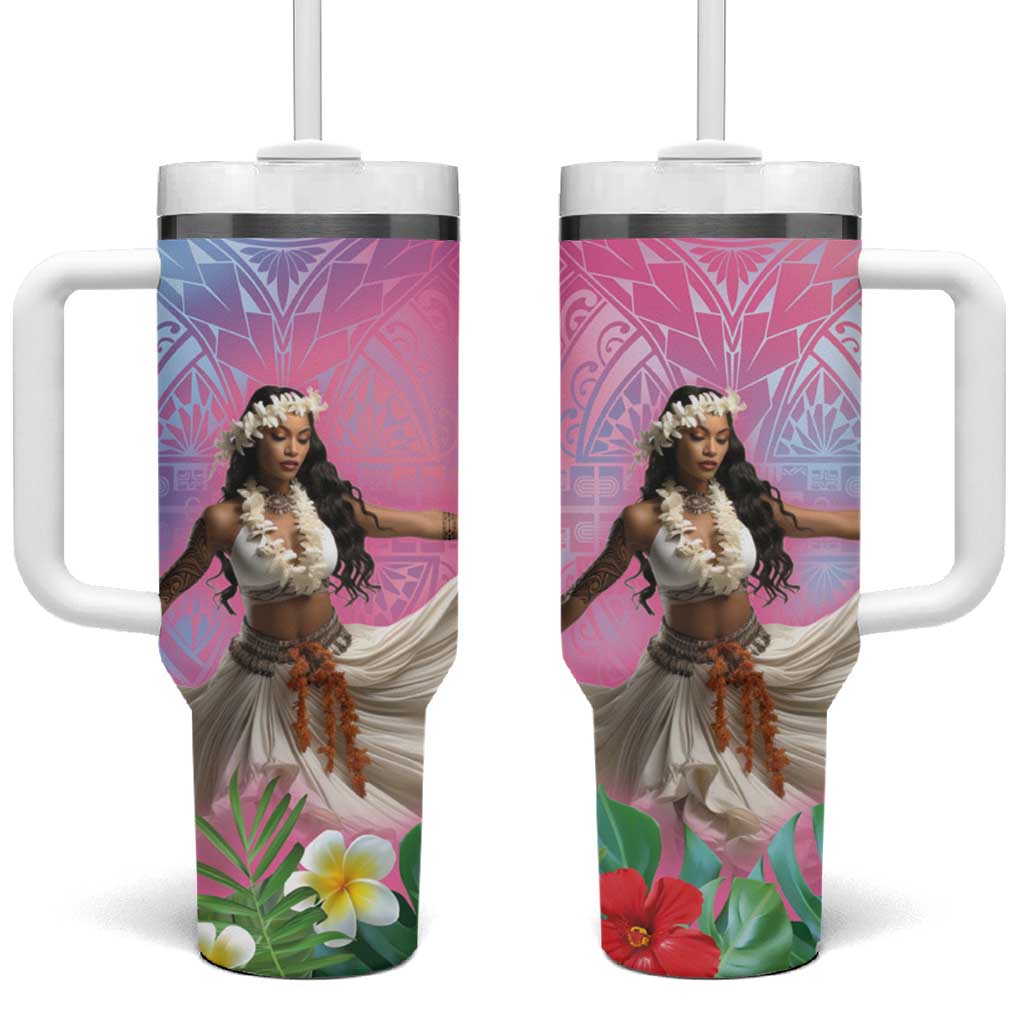 Woman Polynesian Tattoos Tropical Flower Sweets Vibrant Color Custom Stanley Cup 40 oz 30 oz Tumbler With HandleTVC2301387