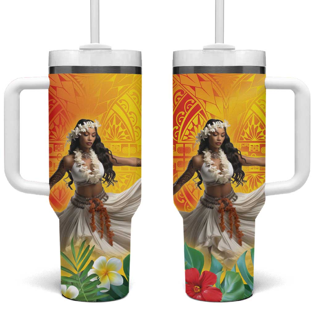 Woman Polynesian Tattoos Tropical Flower Vibrant Hot Color Custom Stanley Cup 40 oz 30 oz Tumbler With HandleTVC2301380