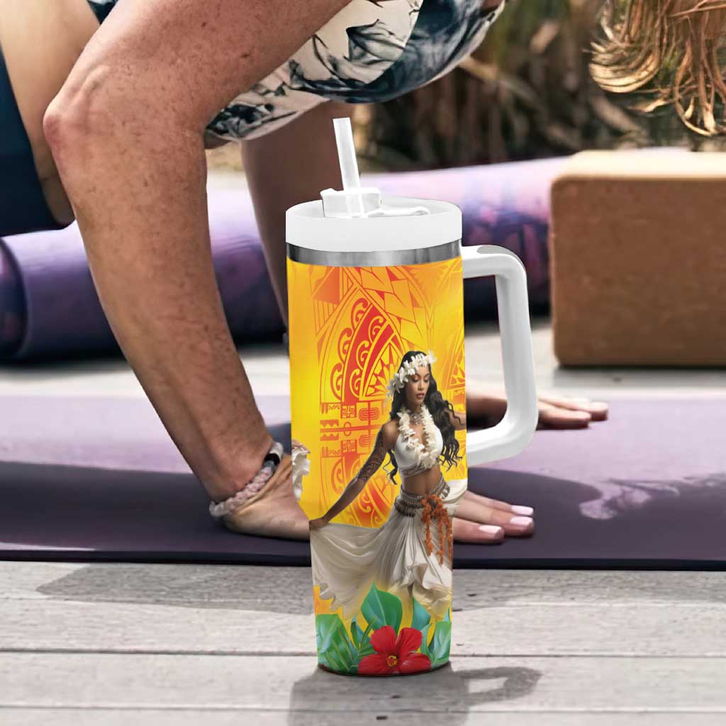 Woman Polynesian Tattoos Tropical Flower Vibrant Hot Color Custom Stanley Cup 40 oz 30 oz Tumbler With HandleTVC2301380 - Image 6