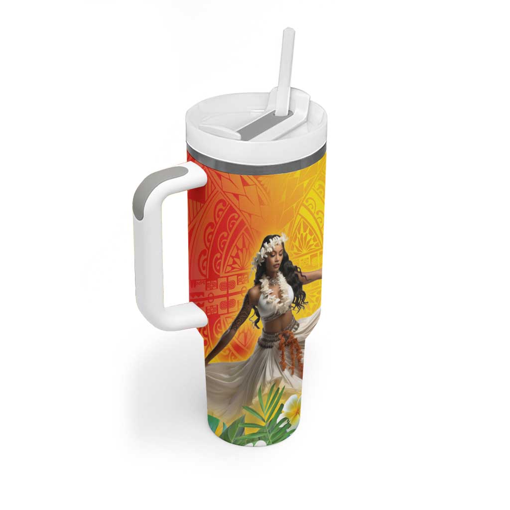 Woman Polynesian Tattoos Tropical Flower Vibrant Hot Color Custom Stanley Cup 40 oz 30 oz Tumbler With HandleTVC2301380 - Image 2