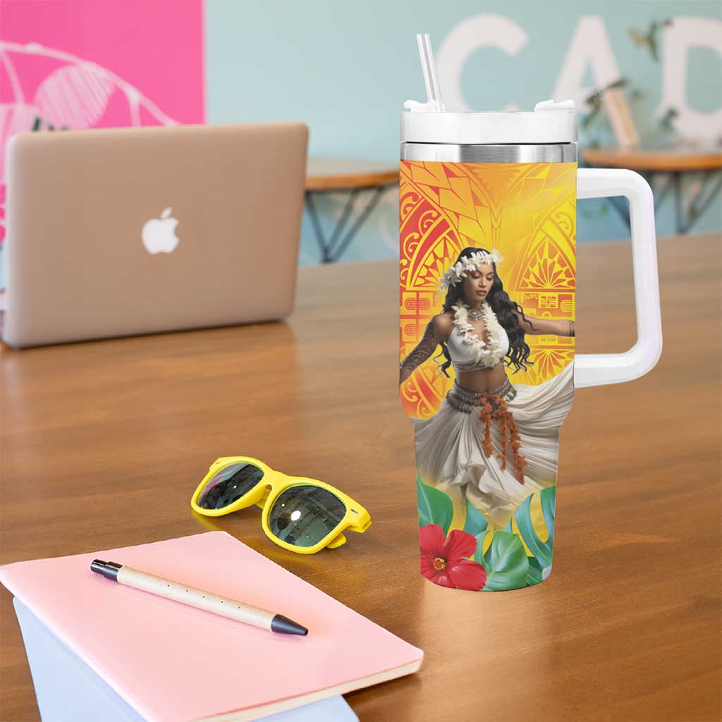 Woman Polynesian Tattoos Tropical Flower Vibrant Hot Color Custom Stanley Cup 40 oz 30 oz Tumbler With HandleTVC2301380 - Image 5