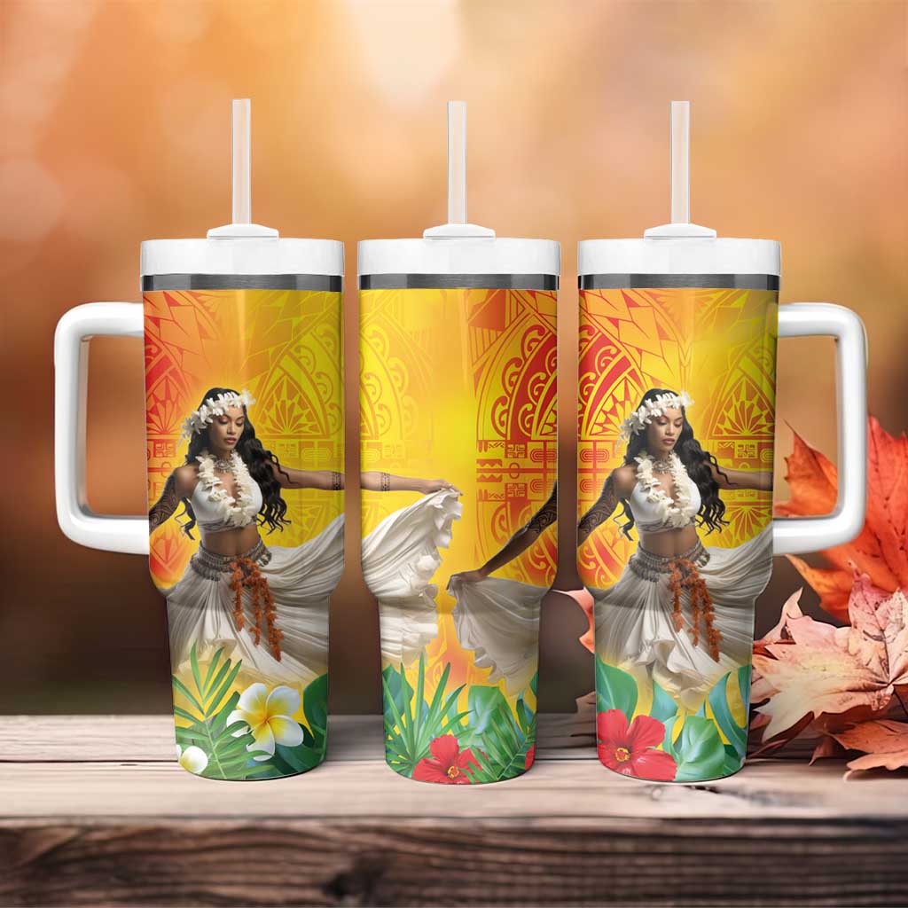 Woman Polynesian Tattoos Tropical Flower Vibrant Hot Color Custom Stanley Cup 40 oz 30 oz Tumbler With HandleTVC2301380 - Image 4