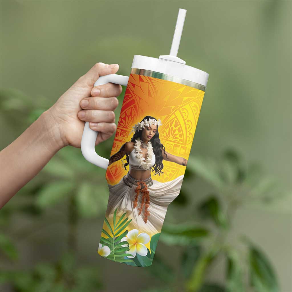 Woman Polynesian Tattoos Tropical Flower Vibrant Hot Color Custom Stanley Cup 40 oz 30 oz Tumbler With HandleTVC2301380 - Image 3