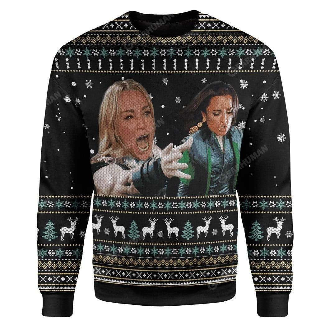 Woman Yelling At A Cat For Meme Lovers Ugly Christmas Sweater Adult 3D Funny Matching for family