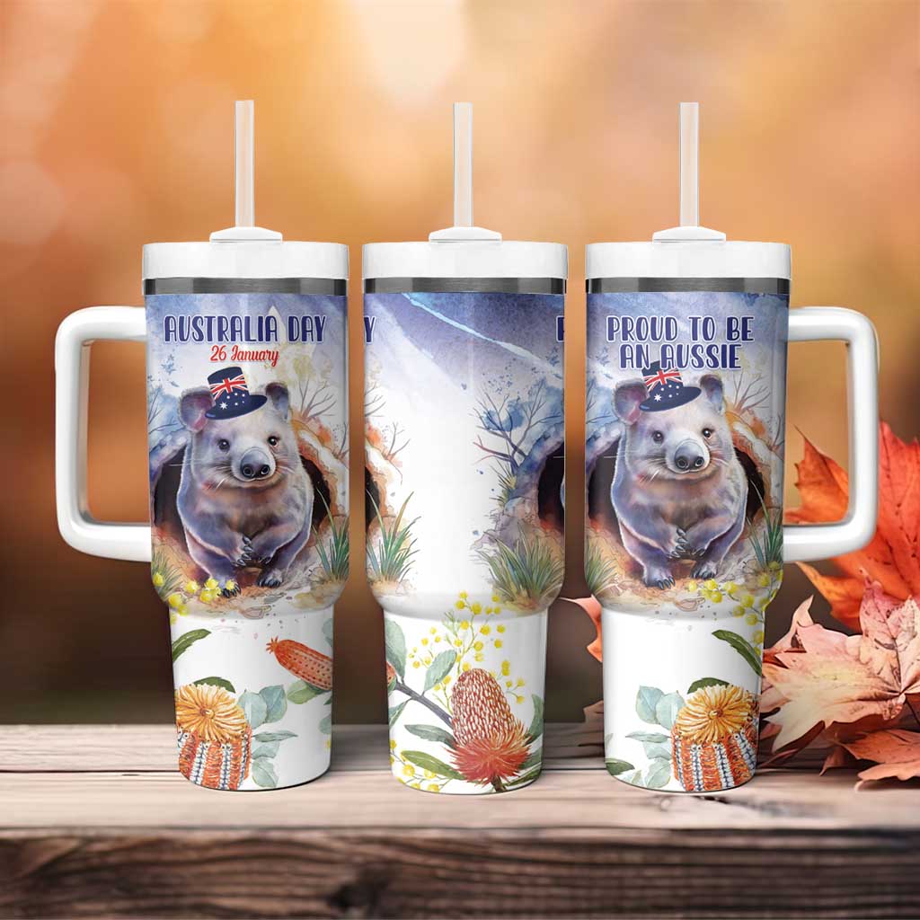 Wombat Australia Day Happy 26 January â€“ Banksia Watercolor Custom Stanley Cup 40 oz 30 oz Tumbler With HandleTVC2301330