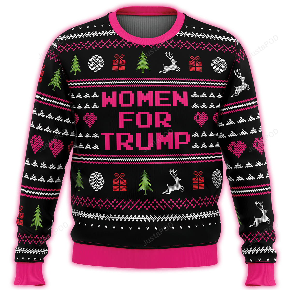 Women For Trump Premium Ugly Christmas Sweater Adult 3D Funny Matching for family