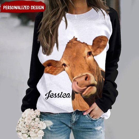 Women Loves Cow Breeds Highland Holstein Cattle Farm Unique Gift For Moo Lovers Personalized 3D Sweatshirt - Image 6