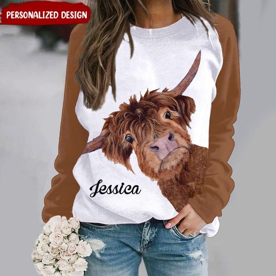 Women Loves Cow Breeds Highland Holstein Cattle Farm Unique Gift For Moo Lovers Personalized 3D Sweatshirt - Image 4