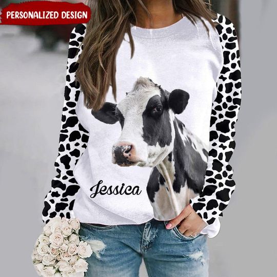 Women Loves Cow Breeds Highland Holstein Cattle Farm Unique Gift For Moo Lovers Personalized 3D Sweatshirt - Image 5
