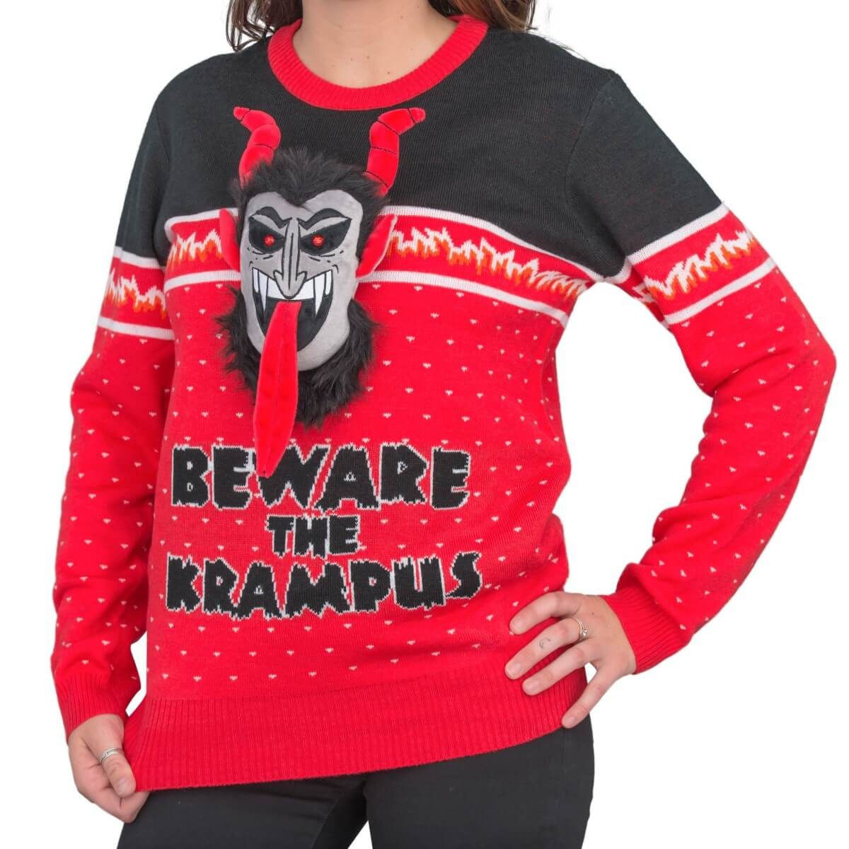 Women'S Beware The Krampus Ugly Christmas Sweater Adult 3D Funny Matching for family - Image 2