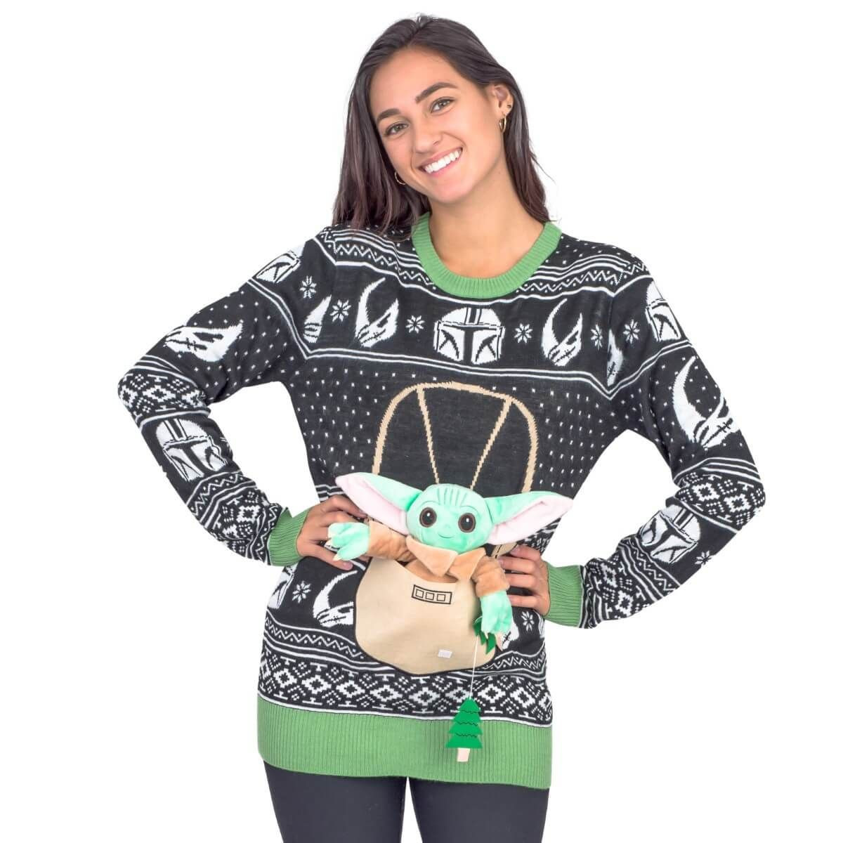 Women'S Star Wars Baby Yoda The Child Forces Trees For Unisex Ugly Christmas Sweater Adult 3D Funny Matching for family - Image 2