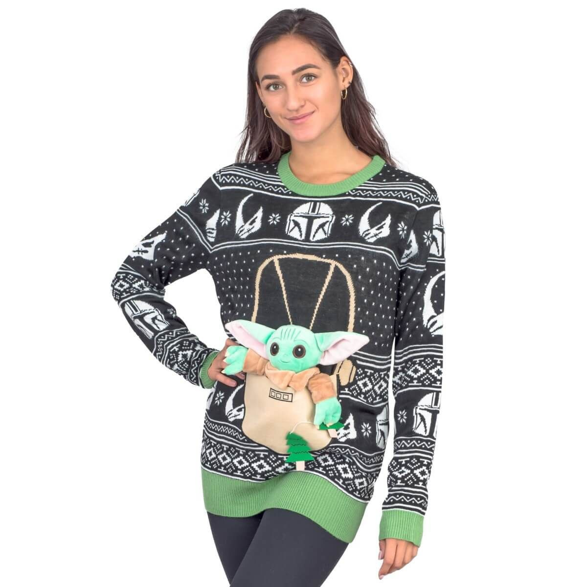 Women'S Star Wars Baby Yoda The Child Forces Trees For Unisex Ugly Christmas Sweater Adult 3D Funny Matching for family - Image 3